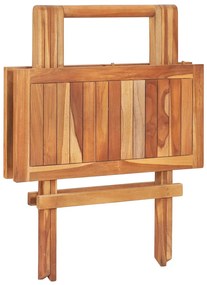 Set da bistrot 3 pz con cuscini beige in legno massello di teak