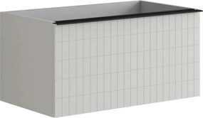 Cassettiera Pixel con 2 cassetti (1 interno) frontale grid laccato opaco Beige Greige e maniglia alluminio nero opaco L80 H40 P45,5 cm