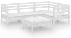 Set salotto da giardino 5 pz in legno massello di pino bianco