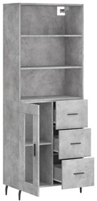 Credenza grigio cemento 69,5x34x180 cm in legno multistrato