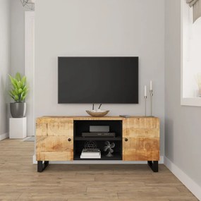 Mobile Porta Tv 105x33x46cm İn Legno Massello Di Mango /
