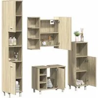 Set Mobili da Bagno 4 pz Rovere Sonoma in Legno Multistrato 3324970