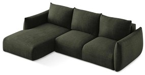 Divano angolare verde allungabile (con penisola a sinistra/con chaise lounge) Leila – Makamii