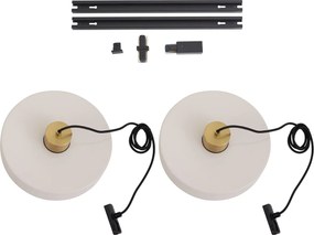 Sistema a binario moderno nero con 3 lampade a sospensione ottone e bianco monofase - Iconic Jina