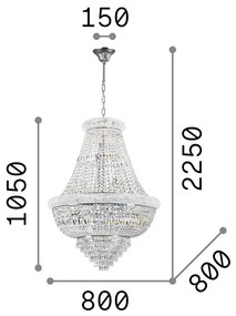 Lampadario Classico Dubai Metallo-Cristallo Ottone 24 Luci E14