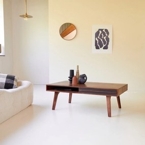 Tikamoon - tavolino basso palissandro massello soggiorno comodino 115x60cm vintage