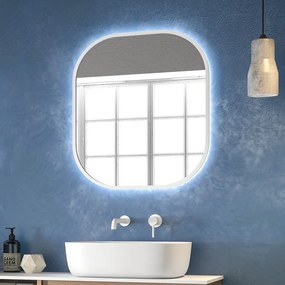 Specchio bagno led retroilluminato 60x70 cm cornice bianca | KAM-S6700B - KAMALU