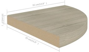 Scaffali Angolari a Parete 2 pz Rovere 35x35x3,8 cm in MDF