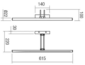 Redo 01-3471 - Lampada LED da quadro IKON LED/16,4W/230V 61,5 cm CRI 92 nero