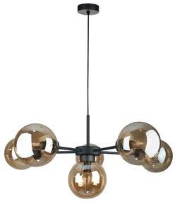 Lampadario a sospensione con filo KALIOPE II 6xE14/50W/230V nero/fumé beige