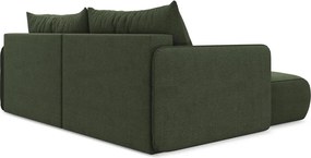 Divano angolare verde allungabile/con contenitore (con penisola a sinistra) Nanea – Makamii