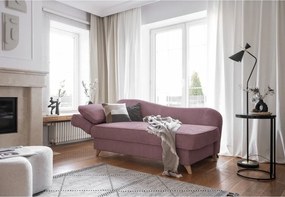 Chaise longue rosa polveroso (con penisola a sinistra) con rivestimento in velluto a coste Chic Charlotte – Miuform