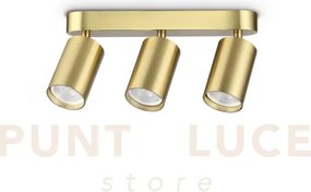 Dynamite faretto ottone 3 luci attacco gu10 27,5cm lampadina inclus...