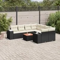 Set Divani da Giardino 9 pz con Cuscini Nero in Polyrattan 3257701