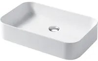 Lavabo da appoggio rettangolare 60x38cm in ceramica bianca lucida serie Slim Disegno-Ceramica