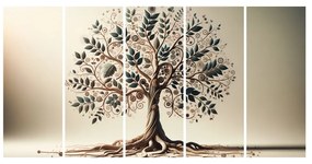 Quadri 5 pezzi – Albero della vita decorativo con ornamenti