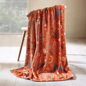 Coperta arancione in micropile 130x170 cm Enchanted Twilight Animals – Catherine Lansfield