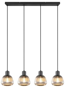 Lampadario nero con paralume in vetro ø 15 cm Tarifa - Trio