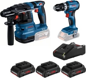 1CF KIT Tassellatore GBH 18V-22 + Trapano GSB 18V-45 + Set ricarica