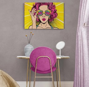 Stampa su tela – Donna con capelli rosa