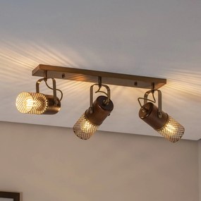 Avonni Plafoniera Albrecht oro antico lunghezza 60 cm metallo/legno 3flg.