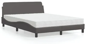 Letto Con Materasso Grigio 140x200 Cm İn Similpelle /
