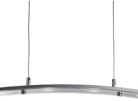 Lampadario Moderno Curva Acciaio Argento Led 20W 3000K