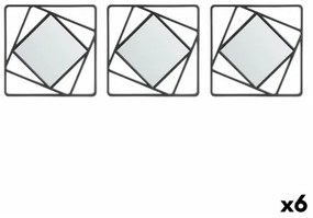 Set di Specchi Quadrato Astratto Nero polipropilene 78 x 26 x 2,5 cm (6 Unità)