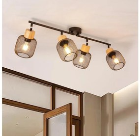 Brilagi - Faretto BASKLITE 4xE27/15W/230V legno di caucciù/nero