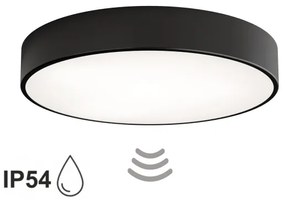 Plafoniera da bagno con sensore CLEO, 4xE27/24W/230V, Ø 50 cm, IP54, nera