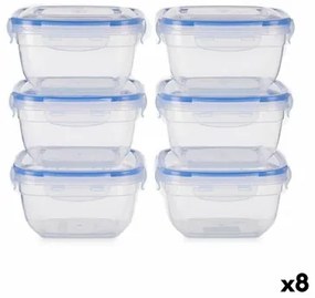 Set di scatole porta pranzo Ermetico Azzurro Trasparente Plastica 900 ml 14,5 x 8,5 x 14,5 cm (8 Unità)