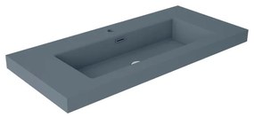 Lavabo da incasso con bordo a vista d'appoggio rettangolare vasca centrale Nantes L 101 x H 6 x P 46 cm in resina avio