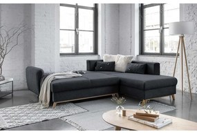 Divano letto angolare grigio scuro L, angolo destro Scandic Lagom - Miuform