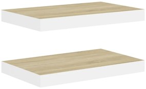 Scaffali a parete 2 pz rovere e bianco 50x23x3,8 cm in mdf
