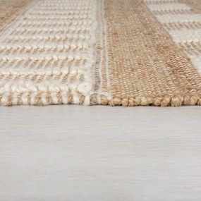 Tappeto bianco/di colore naturale in misto iuta tessuto a mano 160x230 cm Medina – Flair Rugs