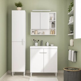 Pensile bagno Easy bianco in truciolare SENSEA, 1 anta apertura da sinistra P 16.3 x L 70 x H 70 cm