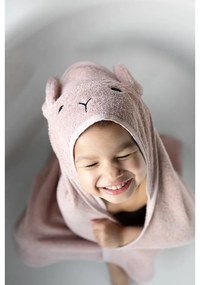 Asciugamano in cotone rosa-marrone con cappuccio 75x75 cm Rabbit - Kindsgut