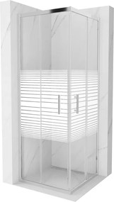 Mexen Rio cabina doccia quadrata 70 x 70 cm, strisce bianche, cromo - 860-070-070-01-20