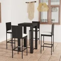 Set Bar da Giardino 5 pz con Cuscini Polyrattan Nero 3064794