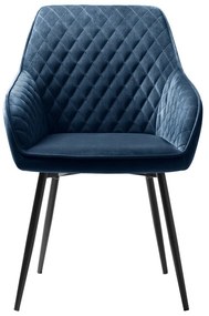 Sedia da pranzo blu in imbottito con braccioli Milton – Unique Furniture