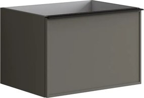 Cassettiera Pixel con 2 cassetti  frontale frame laccato opaco grigio carbone e maniglia alluminio nero opaco L60 x H40 x P45,5 cm