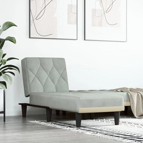 Chaise Longue İn Velluto Grigio Chiaro /