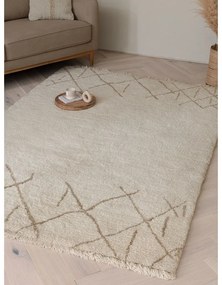 Tappeto in lana lavabile e tessuto crema 160x230 cm Azera Crosshatch - Asiatic Carpets