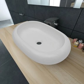 Lavello Bianco İn Ceramica Di Lusso Ovale 63 X 42 Cm /