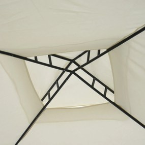 Gazebo da Giardino 2.95x2.95m in Metallo Doppio Tetto Zanzariera e Laterali Beige...