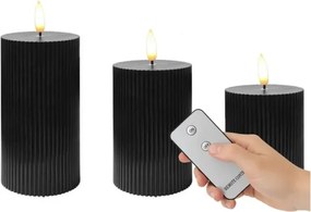 Set di 3 candele LED BRILLO LED/2xAA nere + telecomando