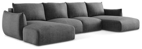 Divano angolare grigio scuro allungabile (a U) Leila – Makamii