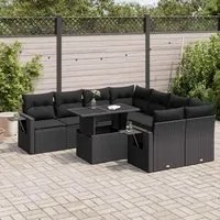 Set Divani da Giardino 9 pz con Cuscini Nero in Polyrattan 3326446