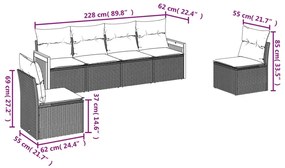 Set Divano da Giardino 6 pz con Cuscini Nero in Polyrattan