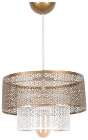 Lampadario bianco/dorato con paralume in metallo ø 26,5 cm – Opviq lights